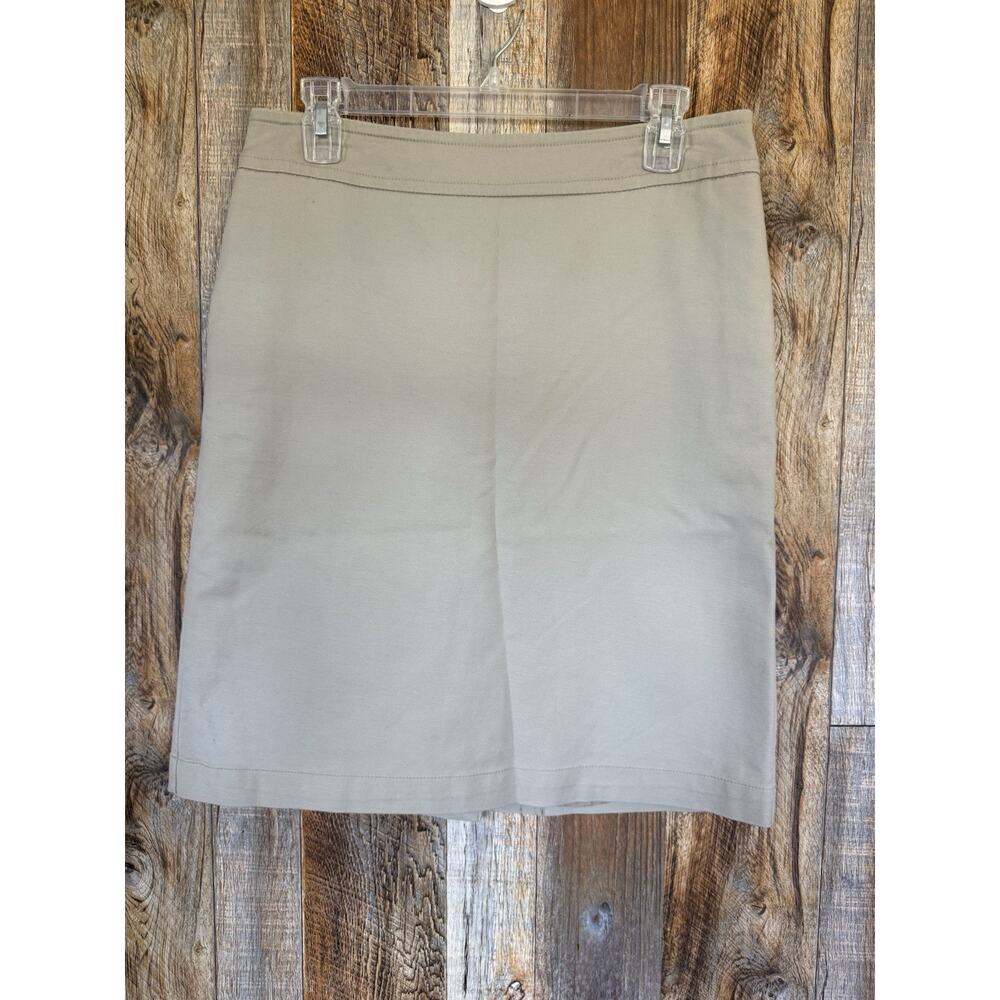 Merona Skirt Size 6 Tan Beige Cotton Blend Knee Length Lined Back Slit Pockets